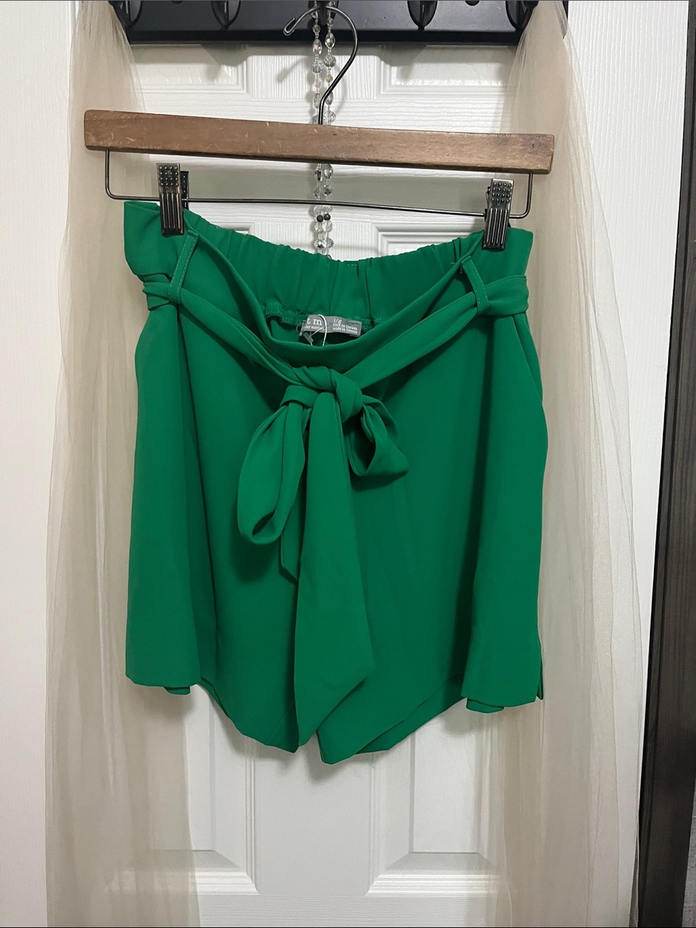 Women’s Green Tie-Waist Shorts